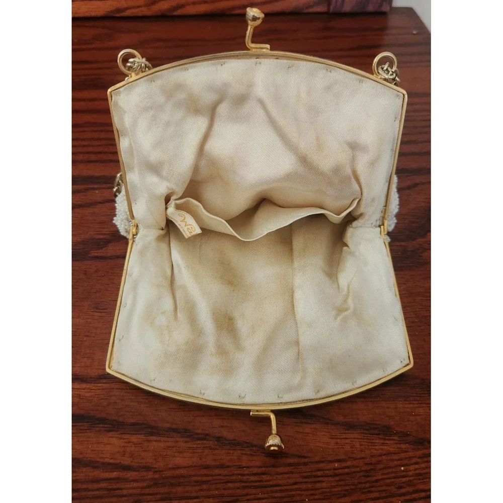 Vintage Walborg‎ Ivory Beaded Handbag Purse Wedding Formal  Retro Old Hollywood